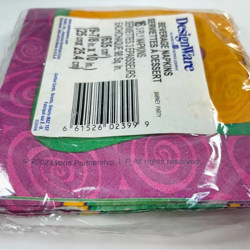 Designware Barney Party Napkins - Pink, Green, and‎ Yellow